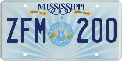 MS license plate ZFM200