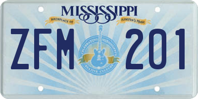 MS license plate ZFM201