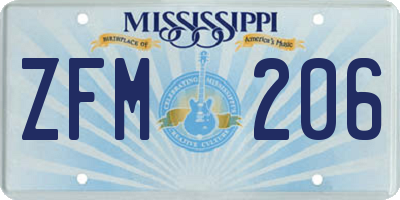MS license plate ZFM206