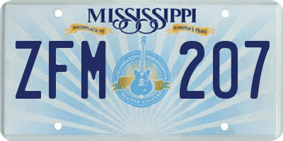 MS license plate ZFM207