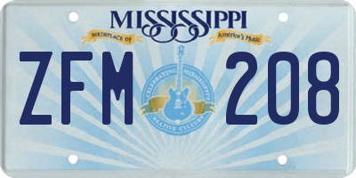MS license plate ZFM208