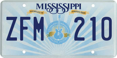 MS license plate ZFM210