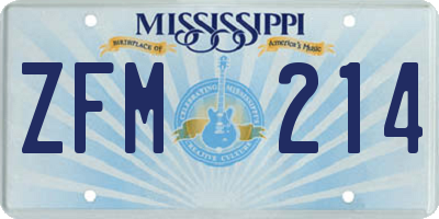MS license plate ZFM214