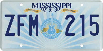 MS license plate ZFM215