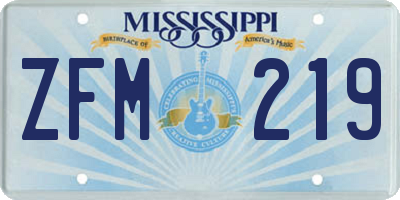 MS license plate ZFM219