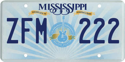 MS license plate ZFM222
