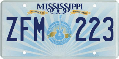 MS license plate ZFM223