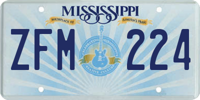 MS license plate ZFM224