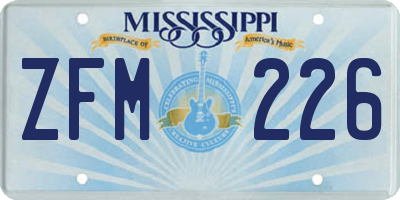 MS license plate ZFM226