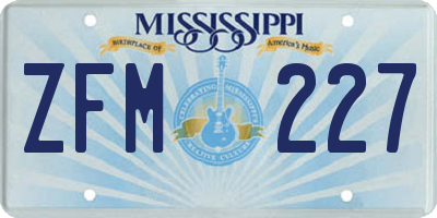 MS license plate ZFM227