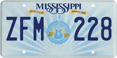 MS license plate ZFM228