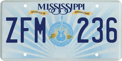 MS license plate ZFM236