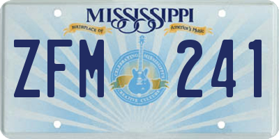 MS license plate ZFM241