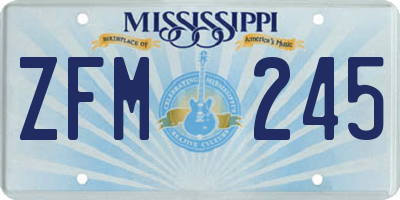 MS license plate ZFM245