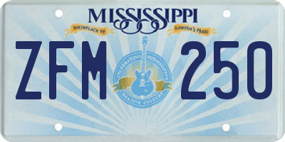MS license plate ZFM250