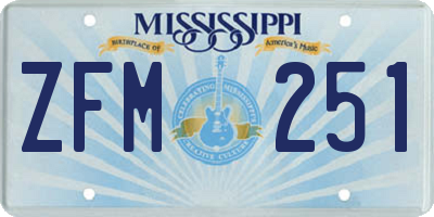 MS license plate ZFM251