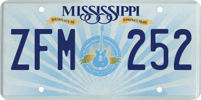MS license plate ZFM252