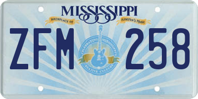 MS license plate ZFM258