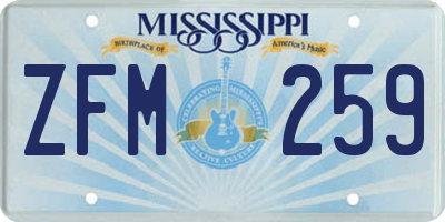 MS license plate ZFM259