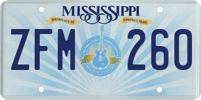 MS license plate ZFM260