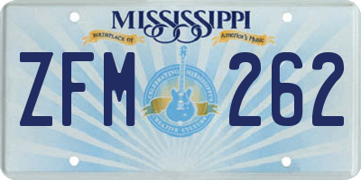 MS license plate ZFM262