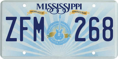 MS license plate ZFM268