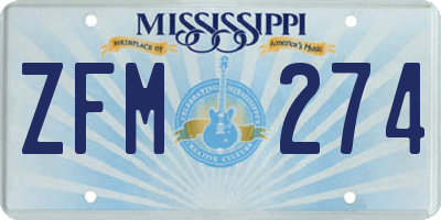 MS license plate ZFM274