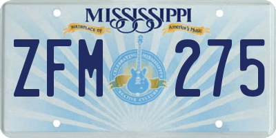 MS license plate ZFM275