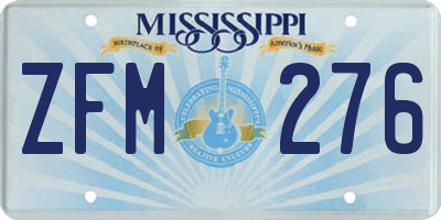 MS license plate ZFM276