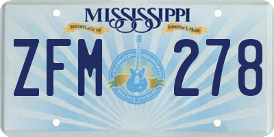 MS license plate ZFM278