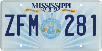 MS license plate ZFM281