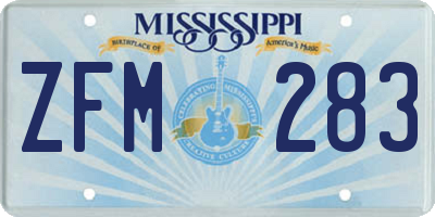 MS license plate ZFM283