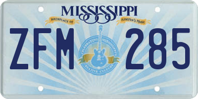 MS license plate ZFM285