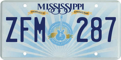 MS license plate ZFM287