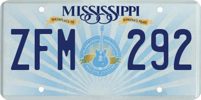 MS license plate ZFM292