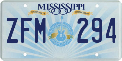 MS license plate ZFM294