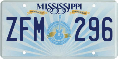 MS license plate ZFM296