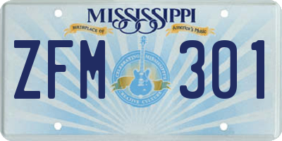 MS license plate ZFM301