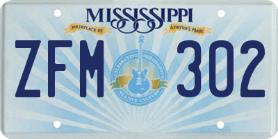 MS license plate ZFM302