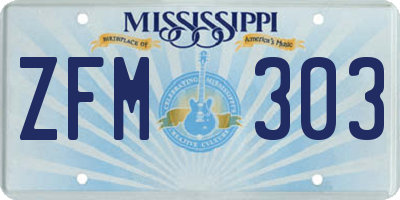MS license plate ZFM303