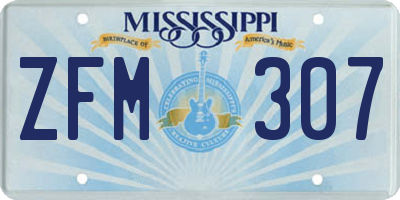 MS license plate ZFM307