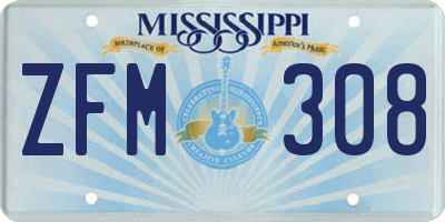 MS license plate ZFM308