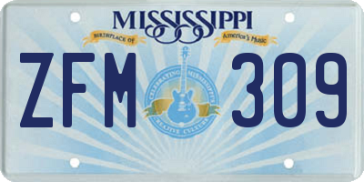 MS license plate ZFM309