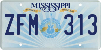 MS license plate ZFM313