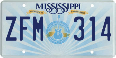 MS license plate ZFM314