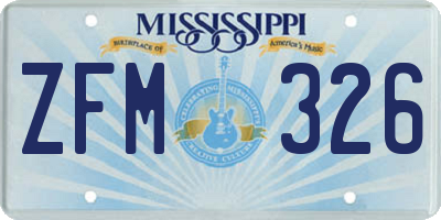 MS license plate ZFM326