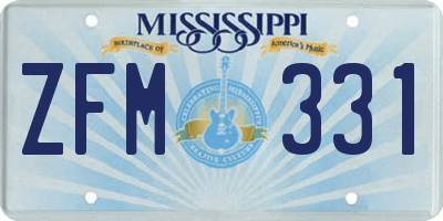 MS license plate ZFM331