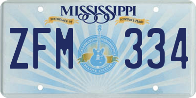 MS license plate ZFM334