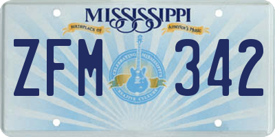 MS license plate ZFM342
