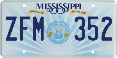 MS license plate ZFM352